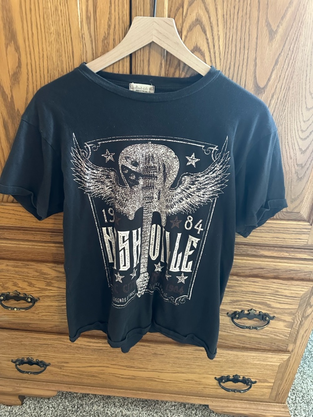Black Graphic Guitar Wing Tee